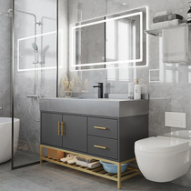 Modern light luxury rock board Bathroom cabinet Floor-to-ceiling integrated bathroom Simple hand wash basin washstand combination cabinet