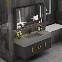Rock plate one-piece basin Bathroom cabinet Simple modern sink face toilet Wash basin cabinet combination bathroom set