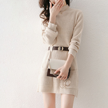 2021 spring womens fashion trend gentle dress waist thin temperament design sense niche knitwear women