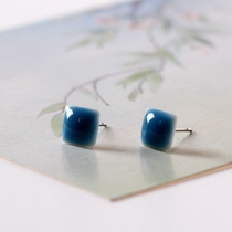 Small earrings temperament women Jingdezhen ceramic jewelry personality simple versatile hipster students small earrings