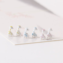 Ceramic small jewelry original design hipster cute giraffe earrings student adult female new small steel needle