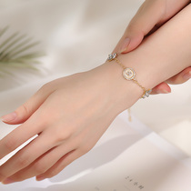 Korean version of simple bracelet ins niche design zircon four-leaf clover hand rope female light luxury temperament cold wind bracelet tide