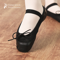 danceyou leather ballet shoes Single shoes Soft sole strap daily fairy adult practice shoes Childrens dance shoes