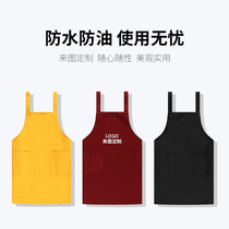 Waterproof apron custom printed logo barbecue restaurant milk tea shop waiter work clothes kitchen oil-proof custom