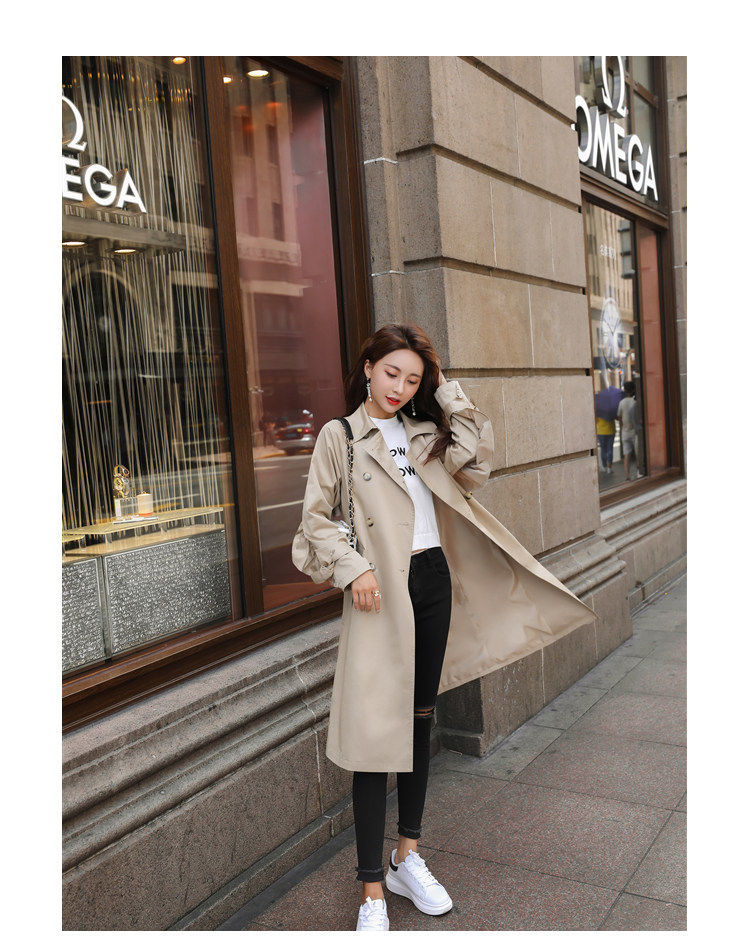 【田园秋色 tyqs8870 配腰带,袖带】纯色风衣2018年秋季中长款口袋