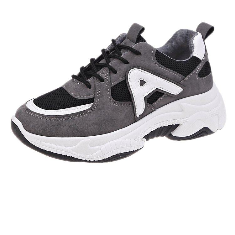 pu布防水台交叉绑带拼色平底深口松糕跟系带橡胶圆头运动休闲鞋_艾尚