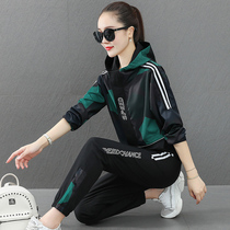 Sweatshirt set female loose Korean version 2021 Spring and Autumn New Korean fashion foreign style leisure sportswear two-piece set