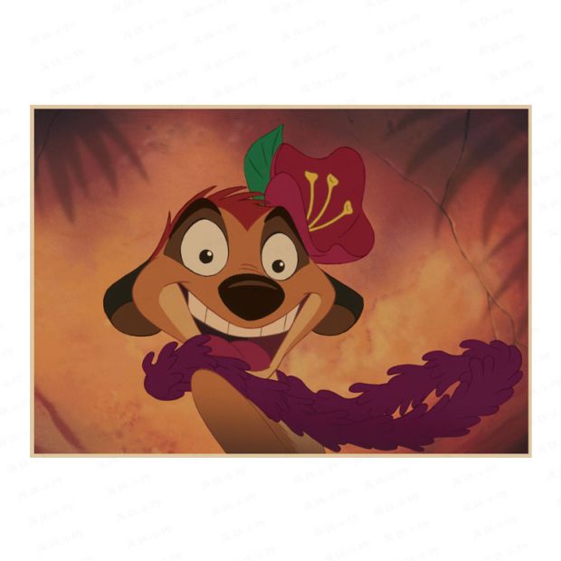 狮子王辛巴丁满儿时动漫迪斯尼怀旧复古老海报牛皮纸酒吧装饰