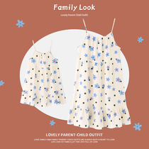 Girls parent-child sleepy skirt Summer pure cotton baby babys pajamas little girl Princess Summer thin