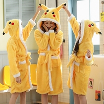 Childrens nightgown girl flannel parent-child gown winter thickened coral velvet boy baby childrens bathrobe