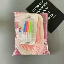 Disposable Knife Fork Tray Combined Cake Plate Fork Plastic Knife Fork Four All-in-one Knife Fork Tray Birthday Candle Suit