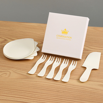 Custom Drop Tray Cake Cutlery Suit Plastic Disposable Cake Knife Fork Tray Suit Birthday Knife Fork set