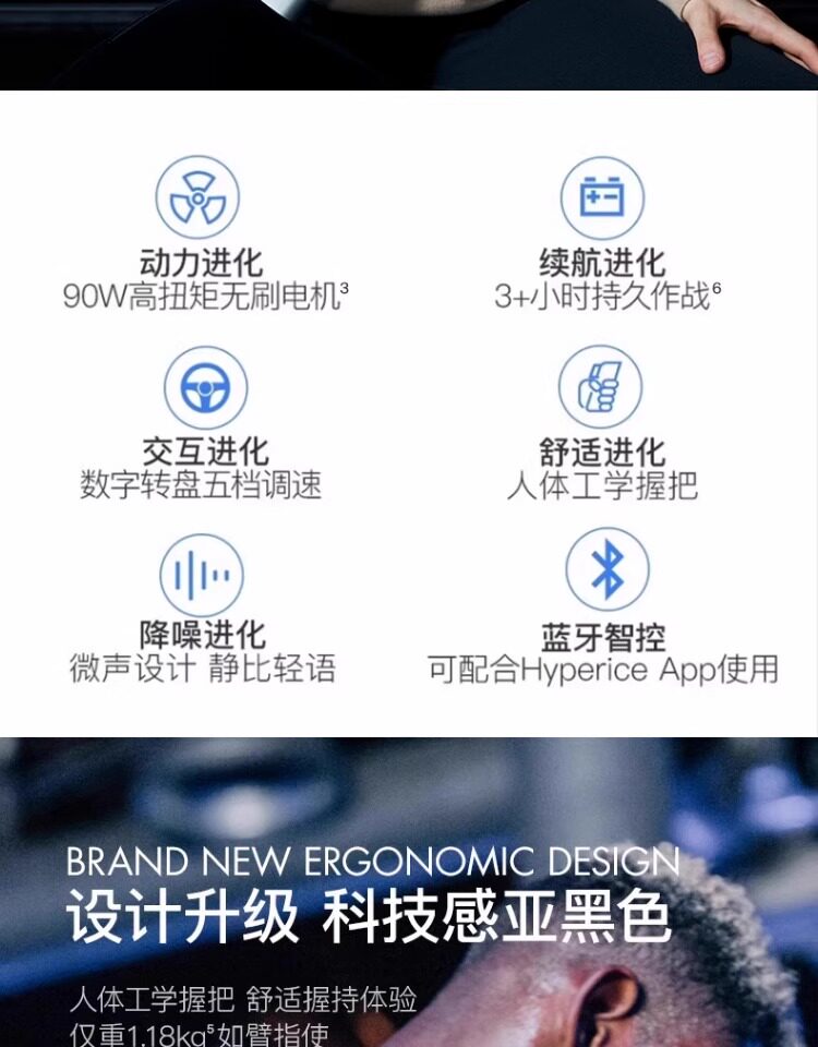 Массаж пушка 美国hyperice筋膜枪肌肉按摩器男女海博艾斯颈膜枪hypervolt2pro