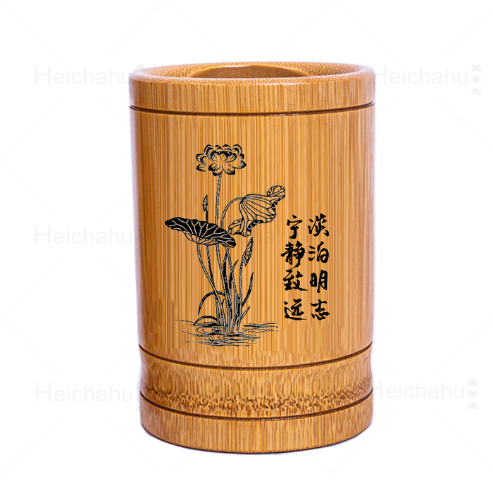 竹製筆筒 筆筒 竹製碳化筆筒辦公文具赤壁紅可客製化13CM高