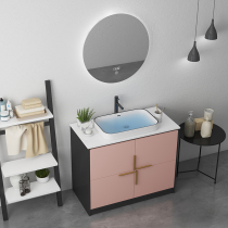 Nordic bathroom cabinet floor-standing washbasin cabinet combination post-modern bathroom washstand bathroom round mirror