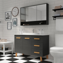 Solid wood bathroom cabinet hand washing face washing basin cabinet combination toilet floor type bathroom mirror cabinet simple and modern