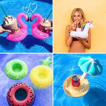 Inflatable flamingo umbrella Unicorn floating cup HOLDER Drink cup sitting mobile phone seat Swimming pool water play water toy