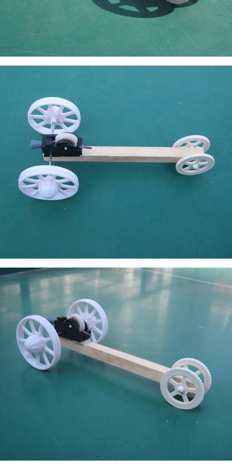 diy益智拉线回力车手工小发条科技小制作小车幼儿园3周岁以上