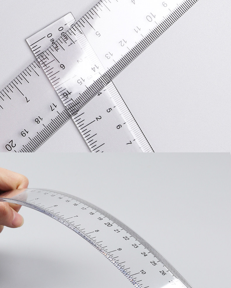 套装学生文具20cm30cm50cm100cm直尺塑料透明尺子米尺1米木尺刻度