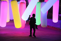 LED luminous column touch slap Color Air column childrens amusement sandbag parent-child entertainment interactive lighting props