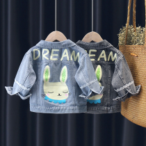 Girls denim jacket 2021 spring new spring and autumn foreign gas Korean version short childrens autumn coat fashion baby girl