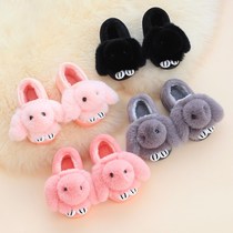 Childrens cotton slippers female winter bag heel 2018 new warm male cute household baby 1-3 years old with heels