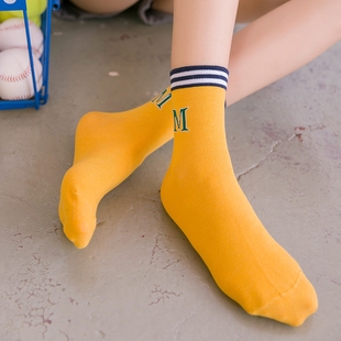 5双日系女袜子纯棉中筒袜运动袜子