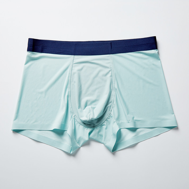 男士内裤男平角裤冰丝无痕一片式透气个性感大码青年潮四角短裤头