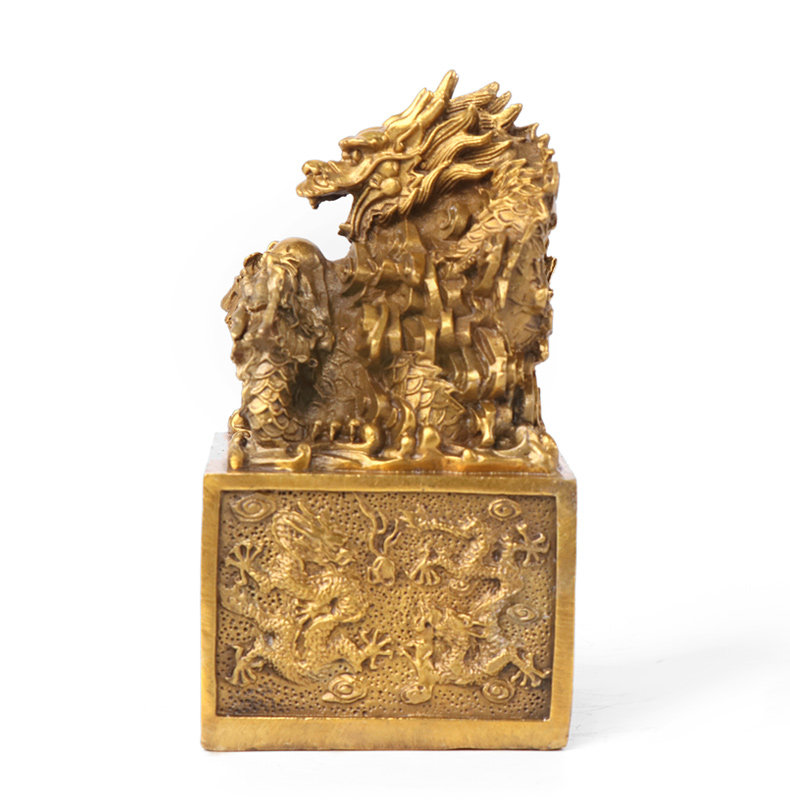 开光纯铜九龙金玺九龙印九龙玉玺招财助官运风水龙摆件铜印章龙印