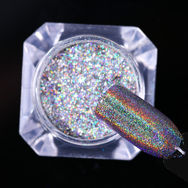 born pretty镭射彩虹粉 美甲镭射粉七彩镭射粉渐变粉甲油胶封层