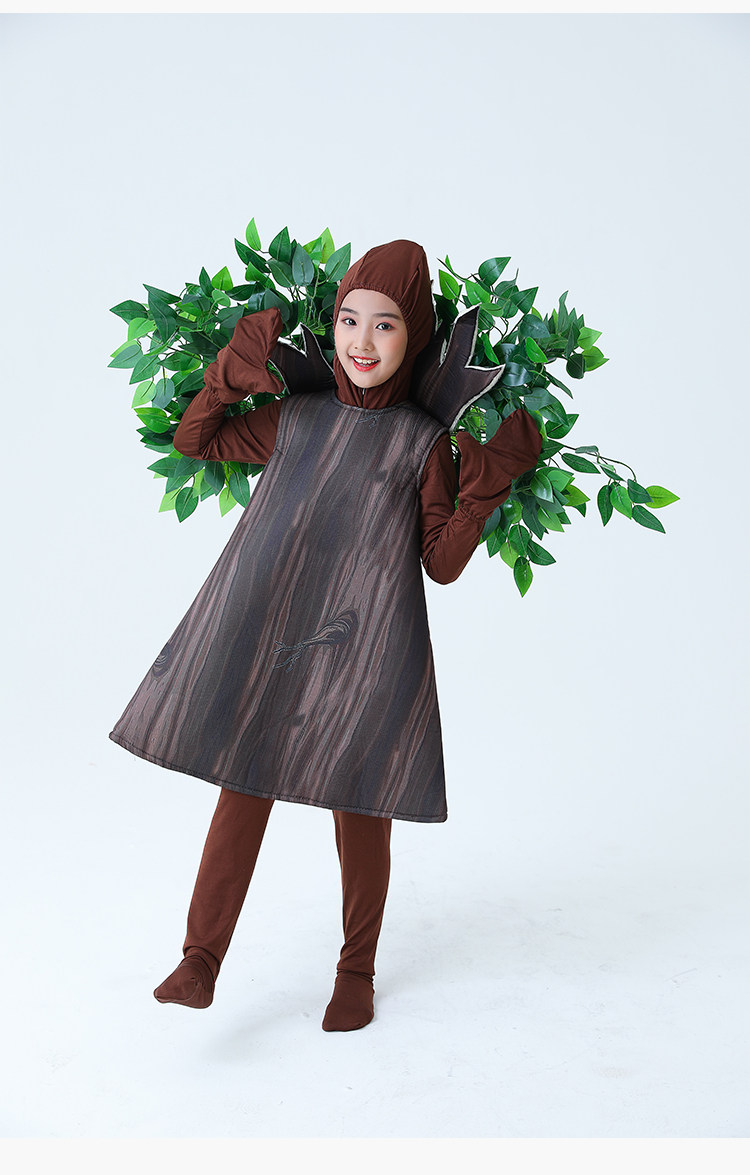 新款大树儿童演出服幼儿园话剧环保服万圣节绿色小树植物亲子服装
