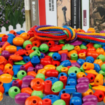 Montessori wooden 105 puzzle DIY handmade beading childrens early learning practice to wear beads threading toys