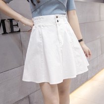 Small white skirt skirt skirt womens 2019 new spring and summer pop anti-light white high waist A- shaped umbrella
