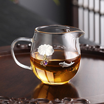Thickened Glass Inlaid Silver Fair Cup Public Cup Heat Resistant Kutian Tea Accessories Tea Sea Sub Tea Cup Sub Tea With Tea Pour Cup