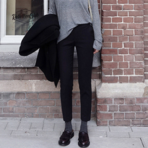 Autumn and winter woolen suit pants Korean version of cigarette pipe pants womens thickened nine-point straight-leg pants slimming trousers small feet radish pants