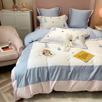 Cattle goods special Roland home textiles 80 cotton four-piece long-staple cotton girl princess room childrens bed 1 5 meters