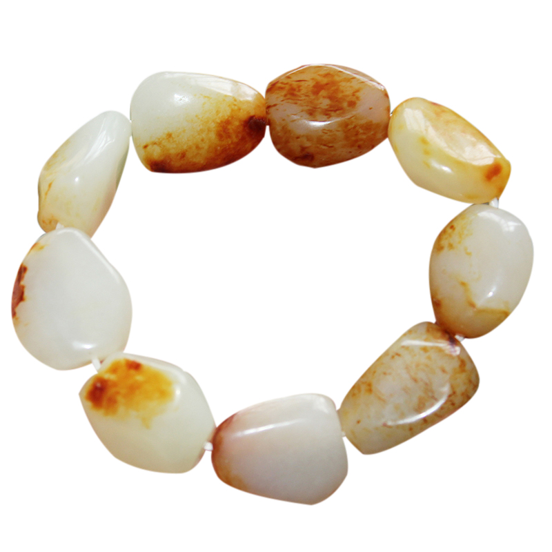 xinjiang hetian jade genuine leather bracelet natural jade seed material blue white jade shaped jade bead bracelet genuine men