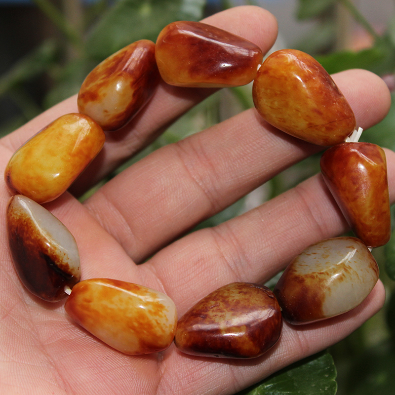 xinjiang hetian jade original seed bracelet genuine natural jade with skin yellow qin seed material rough shaped bracelet for men