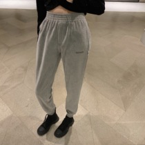 Autumn 2021 Korean version suit Sports casual loose wild pants High waist exposed umbilical bolero two-piece set women