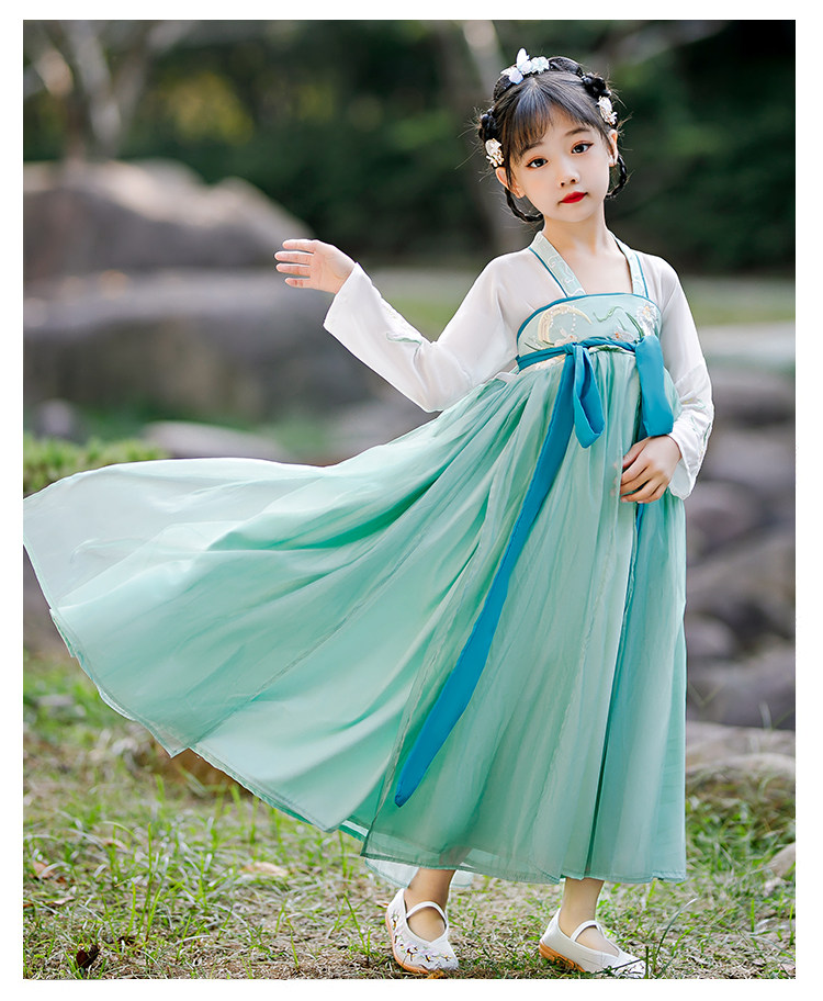 七色王国女童汉服连衣裙儿童古装超仙中国风12岁小女孩公主裙子春夏款