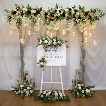 Flower row Wedding props row Flower simulation road leading flower wall arch Square pavilion Round pavilion Ceremony pavilion Silk flower Catwalk flower row
