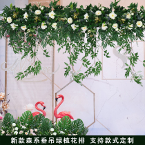 Wedding props Welcome area Flower wall row flower road lead flower Wedding decoration scene Silk flower row flower bar Welcome area flower