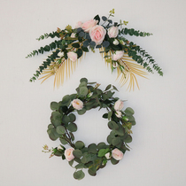 Rose simulation flower garland fake flower hanging door decoration Heart-shaped garland lintel decoration Wedding wedding room home can be customized