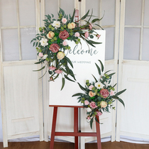 Triangle water card flower wedding props Wedding welcome card simulation floral hotel water card creative indicator door flower