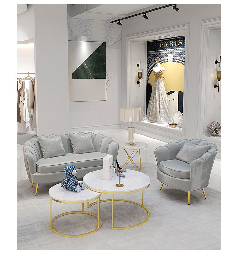 北欧服装店沙发 酒店办公室洽谈沙发椅婚纱礼服工作室皮质沙发