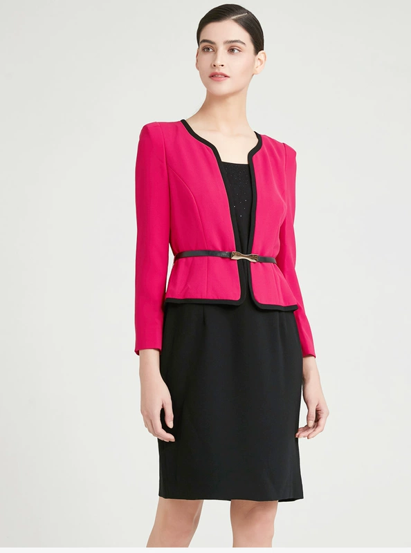 Pierre Cardin phụ nữ ăn mặc cổ điển AB với hai mảnh giả của thắt lưng giảm béo CV chuyên nghiệp mặc 18 mùa thu và mùa đông - váy đầm