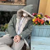 ROOLRREN 20fw luxury tide high street washed old lamb hair wolf hair collar loose long pike coat