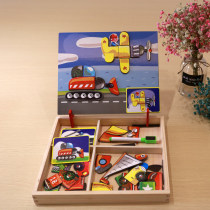 Wooden Toy Magnetic Puzzle Children Magnetic Collagette for 2-3-4-5-7-year-old girl Puzzle Force Boy