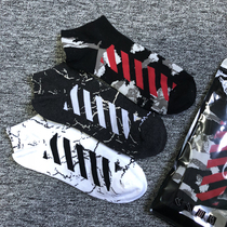 Original tide brand marbled camouflage low-cut socks Skateboard socks oblique stripes mens and womens sports fashion couple socks