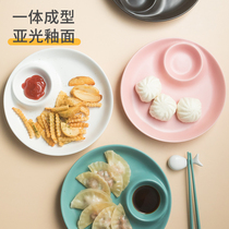 Nordic creative dumpling plate dumpling plate with vinegar plate snack snack plate ceramic household plate fruit salad plate